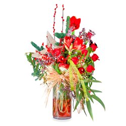 JARRÓN DE FLORES RED XMAS