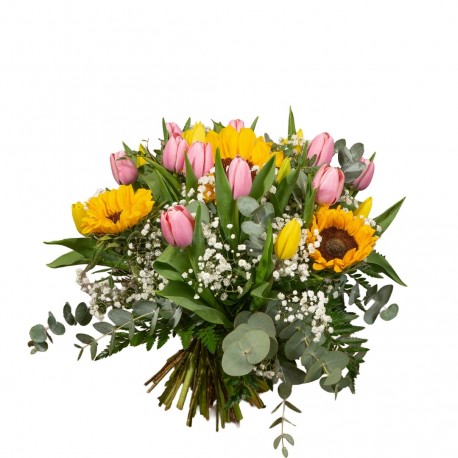 RAMO DE TULIPANES Y GIRASOLES